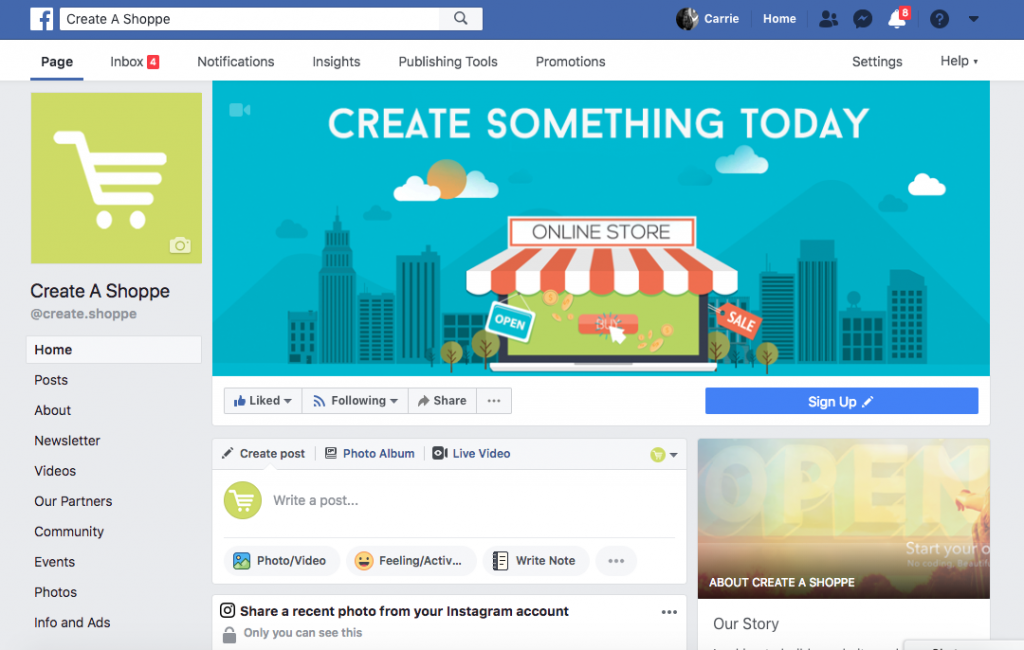 Create A Shoppe on Facebook